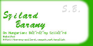 szilard barany business card